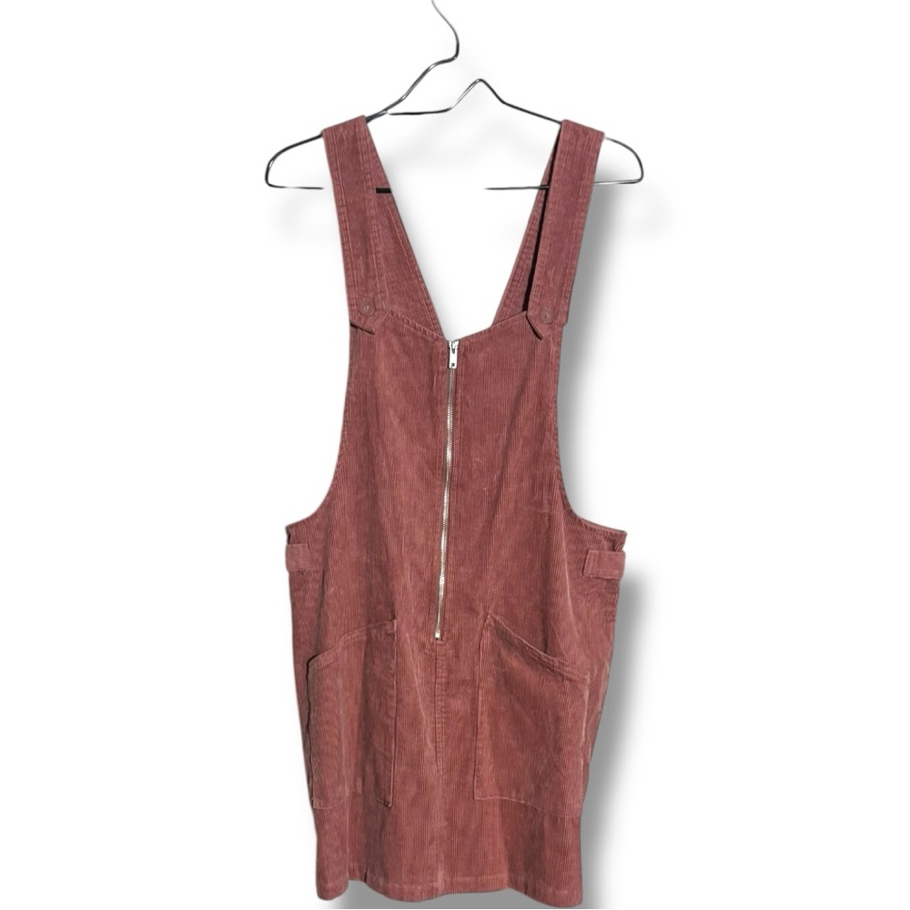 Wild Fable Dusty Rose Corduroy Zip Front/Pockets Sleeveless Overall Mini Dress - Picture 12 of 16